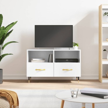 vidaXL Έπιπλο Τηλεόρασης Γυαλ. Λευκό 80x36x50cm Επεξεργασμένο Ξύλο