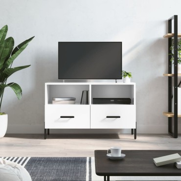 vidaXL Έπιπλο Τηλεόρασης Γυαλ. Λευκό 80x36x50cm Επεξεργασμένο Ξύλο