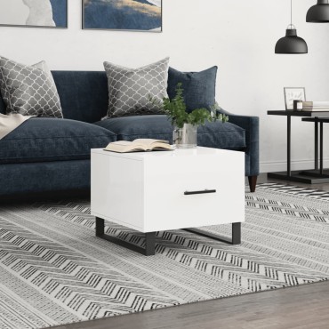 vidaXL Τραπεζάκι Σαλονιού Γυαλ. Λευκό 50x50x40cm Επεξεργ. Ξύλο 1 τεμ.
