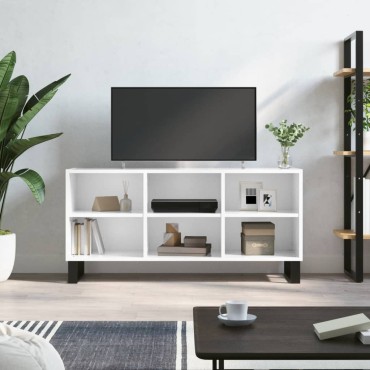 vidaXL Έπιπλο Τηλεόρασης Γυαλ. Λευκό 103,5x30x50cm Επεξεργ. Ξύλο