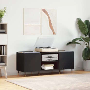 vidaXL Έπιπλο Δίσκων Μαύρο 121x38x48cm από Επεξεργασμένο Ξύλο 1 τεμ.