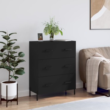vidaXL Συρταριέρα Μαύρη 69,5x34x90cm από Επεξεργασμένο Ξύλο 1 τεμ.