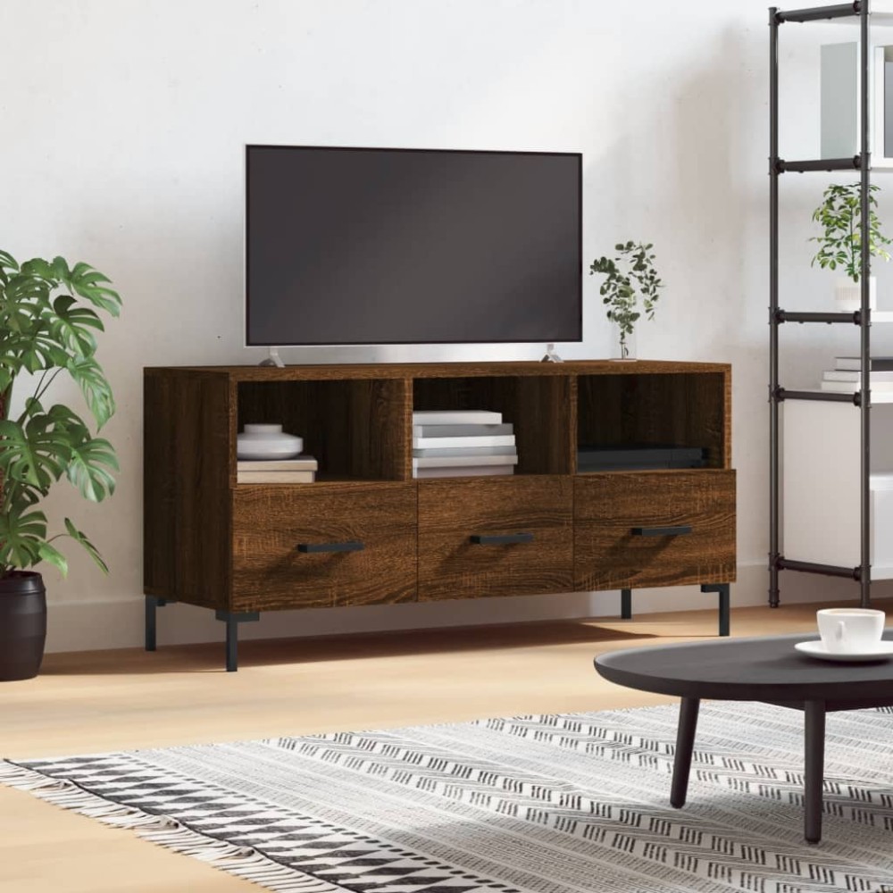 vidaXL Έπιπλο Τηλεόρασης Καφέ Δρυς 102x36x50cm από Επεξεργ. Ξύλο
