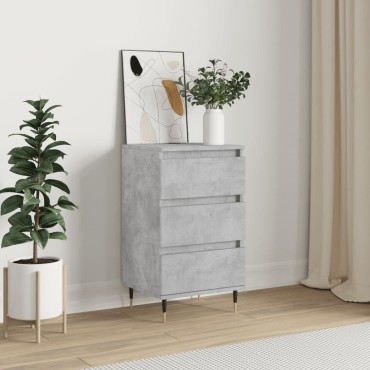 vidaXL Κομοδίνο Γκρι Σκυροδεμ. 40x35x70cm από Επεξεργασμένο Ξύλο 1 τεμ.