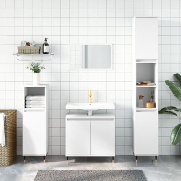 vidaXL Ντουλάπι Μπάνιου Λευκό 58x33x60cm από Επεξεργασμένο Ξύλο