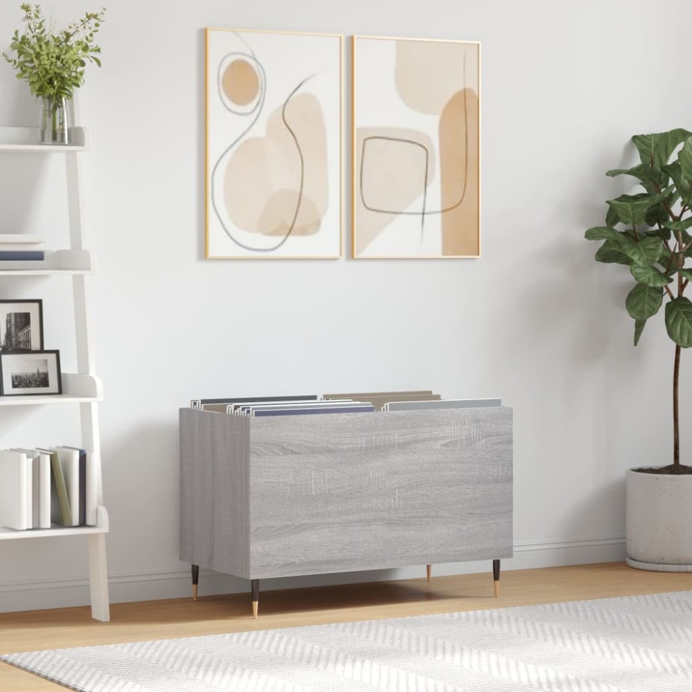 vidaXL Δισκοθήκη Γκρι Sonoma 74,5x38x48cm από Επεξεργασμένο Ξύλο