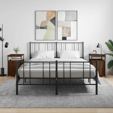 vidaXL Κομοδίνα 2 τεμ. Καφέ Δρυ 40x42x60cm από Επεξεργ. Ξύλο