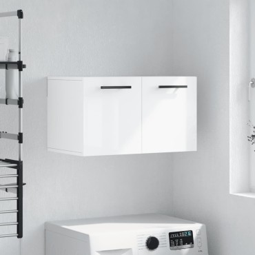 vidaXL Ντουλάπι Τοίχου Γυαλιστερό Λευκό 60x36,5x35cm Επεξεργ. Ξύλο 1 τεμ.