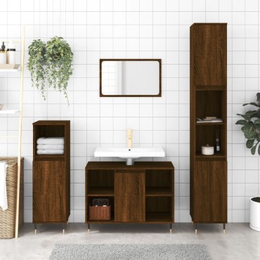 vidaXL Ντουλάπι Μπάνιου Καφέ Δρυς 30x30x100cm Επεξεργασμένο Ξύλο