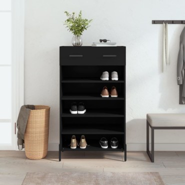 vidaXL Παπουτσοθήκη Μαύρη 60x35x105cm από Επεξεργασμένο Ξύλο