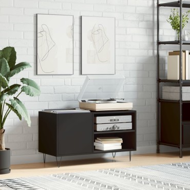 vidaXL Δισκοθήκη Μαύρη 85x38x48cm από Επεξεργασμένο Ξύλο