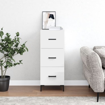 vidaXL Ντουλάπι Γυαλιστερό Λευκό 34,5x34x90cm Επεξεργασμένο Ξύλο 1 τεμ.