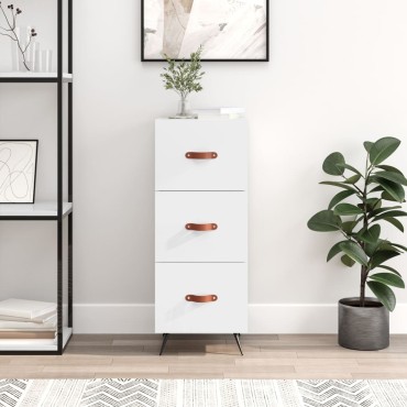 vidaXL Ντουλάπι Γυαλιστερό Λευκό 34,5x34x90cm Επεξεργασμένο Ξύλο 1 τεμ.
