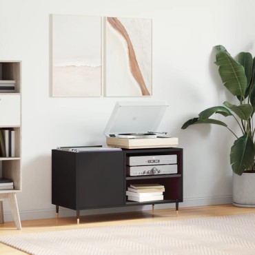 vidaXL Δισκοθήκη Μαύρη 85x38x48cm από Επεξεργασμένο Ξύλο