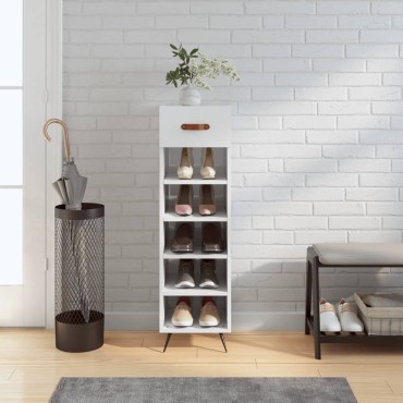 vidaXL Παπουτσοθήκη Γυαλιστερό Λευκό 30x35x105cm Επεξεργασμένο Ξύλο 1 τεμ.