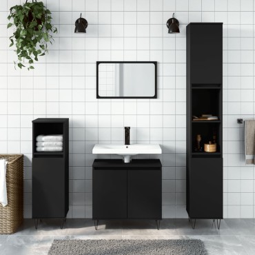 vidaXL Ντουλάπι Μπάνιου Μαύρο 58x33x60cm από Επεξεργασμένο Ξύλο