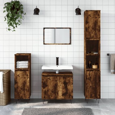 vidaXL Ντουλάπι Μπάνιου Καπνιστή Δρυς 58x33x60cm Επεξεργ. Ξύλο