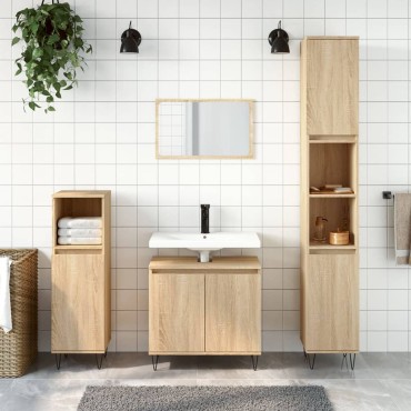 vidaXL Ντουλάπι Μπάνιου Sonoma Δρυς 58x33x60cm από Επεξεργ. Ξύλο