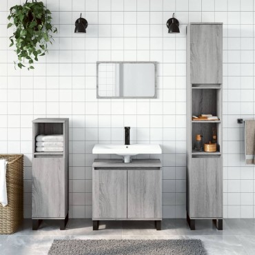 vidaXL Ντουλάπι Μπάνιου Γκρι Sonoma 58x33x60cm από Επεξεργ. Ξύλο