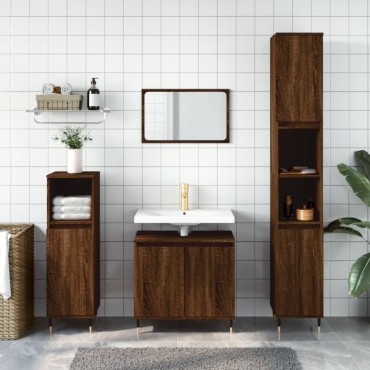 vidaXL Ντουλάπι Μπάνιου Καφέ Δρυς 58x33x60cm από Επεξεργ. Ξύλο