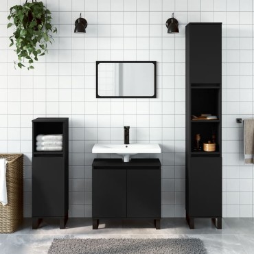 vidaXL Ντουλάπι Μπάνιου Μαύρο 58x33x60cm από Επεξεργασμένο Ξύλο