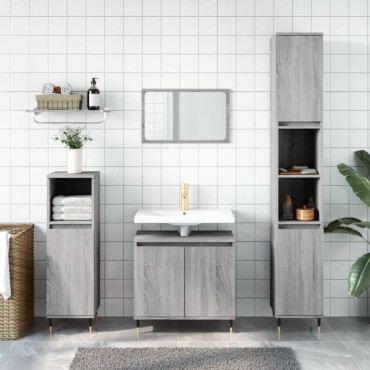 vidaXL Ντουλάπι Μπάνιου Γκρι Sonoma 58x33x60cm από Επεξεργ. Ξύλο