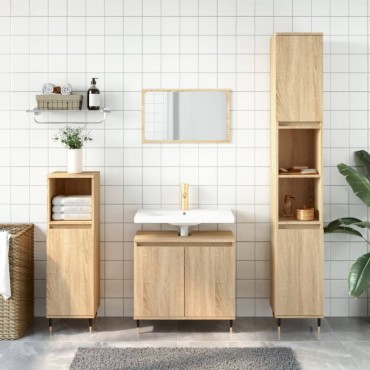vidaXL Ντουλάπι Μπάνιου Sonoma Δρυς 58x33x60cm από Επεξεργ. Ξύλο