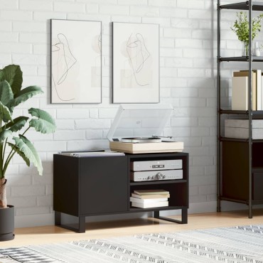 vidaXL Δισκοθήκη Μαύρη 85x38x48cm από Επεξεργασμένο Ξύλο