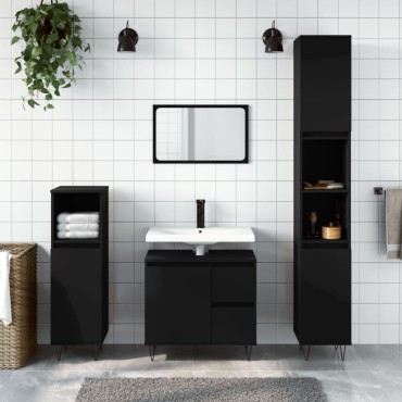 vidaXL Ντουλάπι Μπάνιου Μαύρο 65x33x60cm Επεξεργασμένο Ξύλο