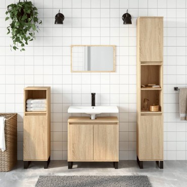 vidaXL Ντουλάπι Μπάνιου Sonoma Δρυς 58x33x60cm από Επεξεργ. Ξύλο