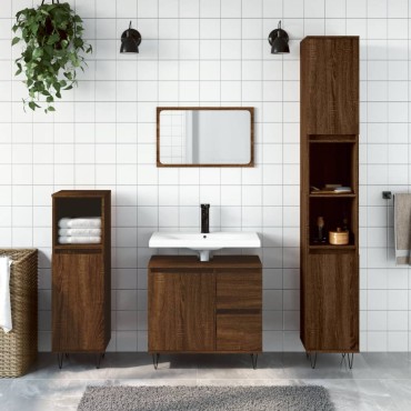 vidaXL Ντουλάπι Μπάνιου Καφέ Δρυς 65x33x60cm Επεξεργασμένο Ξύλο