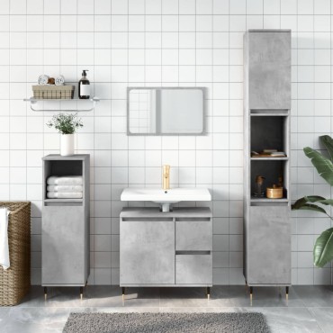 vidaXL Ντουλάπι Μπάνιου Γκρι Σκυροδέματος 65x33x60cm Επεξ. Ξύλο