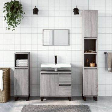 vidaXL Ντουλάπι Μπάνιου Γκρι Sonoma 65x33x60cm Επεξεργασμένο Ξύλο