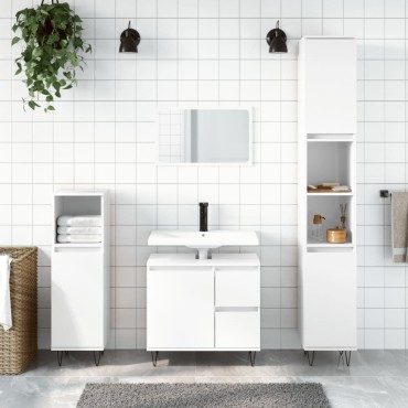 vidaXL Ντουλάπι Μπάνιου Γυαλιστερό Λευκό 65x33x60cm Επεξεργ. Ξύλο