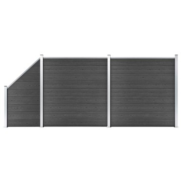 vidaXL Σετ Πάνελ Περίφραξης Μαύρο 446x(105-186)cm από WPC