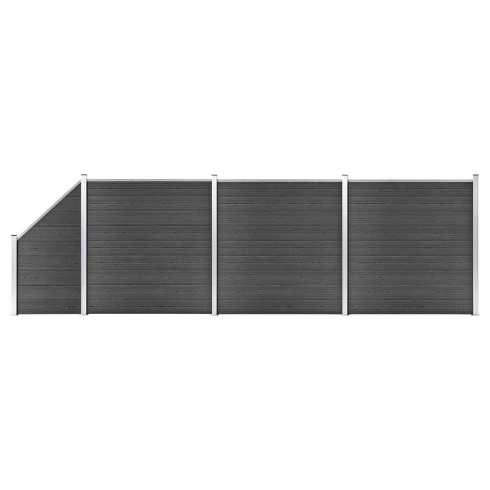 vidaXL Σετ Πάνελ Περίφραξης Μαύρο 619x(105-186)cm από WPC