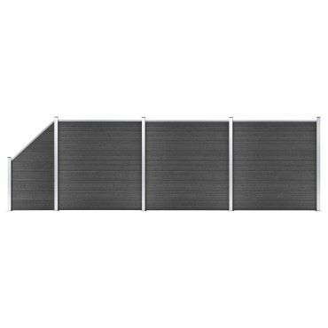 vidaXL Σετ Πάνελ Περίφραξης Μαύρο 619x(105-186)cm από WPC