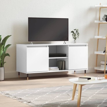 vidaXL Έπιπλο Τηλεόρασης Γυαλ. Λευκό 104x35x50cm Επεξεργ. Ξύλο