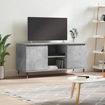 vidaXL Έπιπλο Τηλεόρασης Γκρι Σκυροδ. 104x35x50cm Επεξεργ. Ξύλο