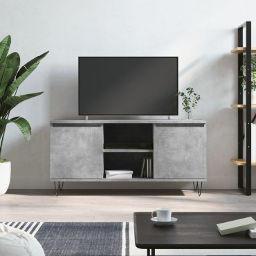 vidaXL Έπιπλο Τηλεόρασης Γκρι Σκυροδ. 104x35x50cm Επεξεργ. Ξύλο
