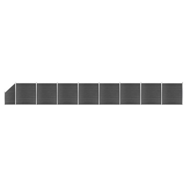 vidaXL Σετ Πάνελ Περίφραξης Μαύρο 1484x(105-186)cm από WPC