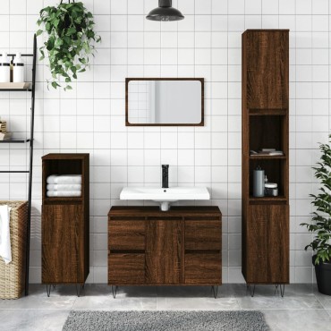 vidaXL Ντουλάπι Μπάνιου Καφέ Δρυς 80x33x60cm Επεξεργασμένο Ξύλο
