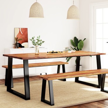 vidaXL Τραπεζαρία με Φυσικό Περίγραμμα 200x90x75cm Μασίφ Ξύλο Ακακίας 1 τεμ.