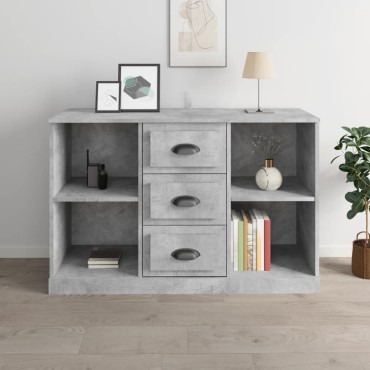 vidaXL Μπουφές Γκρι Σκυροδέματος 104,5x35,5x67,5cm Επεξεργασμένο Ξύλο 1 τεμ.