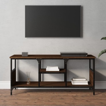 vidaXL Έπιπλο Τηλεόρασης Καφέ Δρυς 100x35x45cm Επεξ. Ξύλο/Σίδερο
