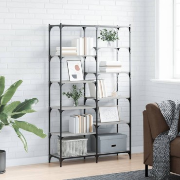 vidaXL Βιβλιοθήκη Γκρι Sonoma 100x32x170cm Επεξεργ. Ξύλο / Σίδηρος 1 τεμ.