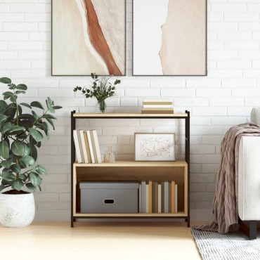 vidaXL Βιβλιοθήκη Sonoma Δρυς 80x30x78,5cm Επεξεργ. Ξύλο / Σίδηρος 1 τεμ.