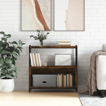vidaXL Βιβλιοθήκη Καπνιστή Δρυς 80x30x78,5cm Επεξεργ. Ξύλο / Σίδηρος 1 τεμ.