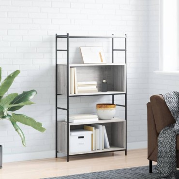vidaXL Βιβλιοθήκη Γκρι Sonoma 80x30x145,5cm από Επεξεργασμένο Ξύλο 1 τεμ.