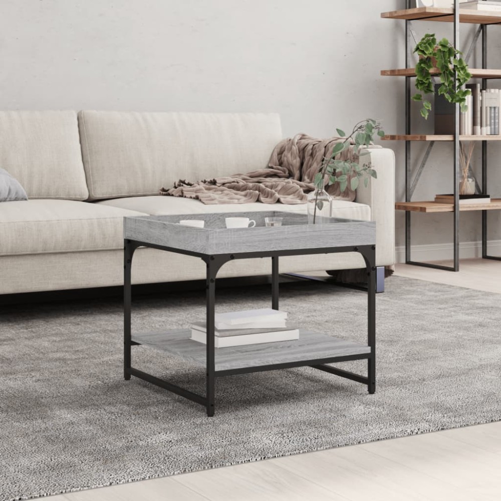vidaXL Τραπεζάκι Σαλονιού Γκρι Sonoma 49,5x49,5x45cm Επεξεργ. Ξύλο 1 τεμ.